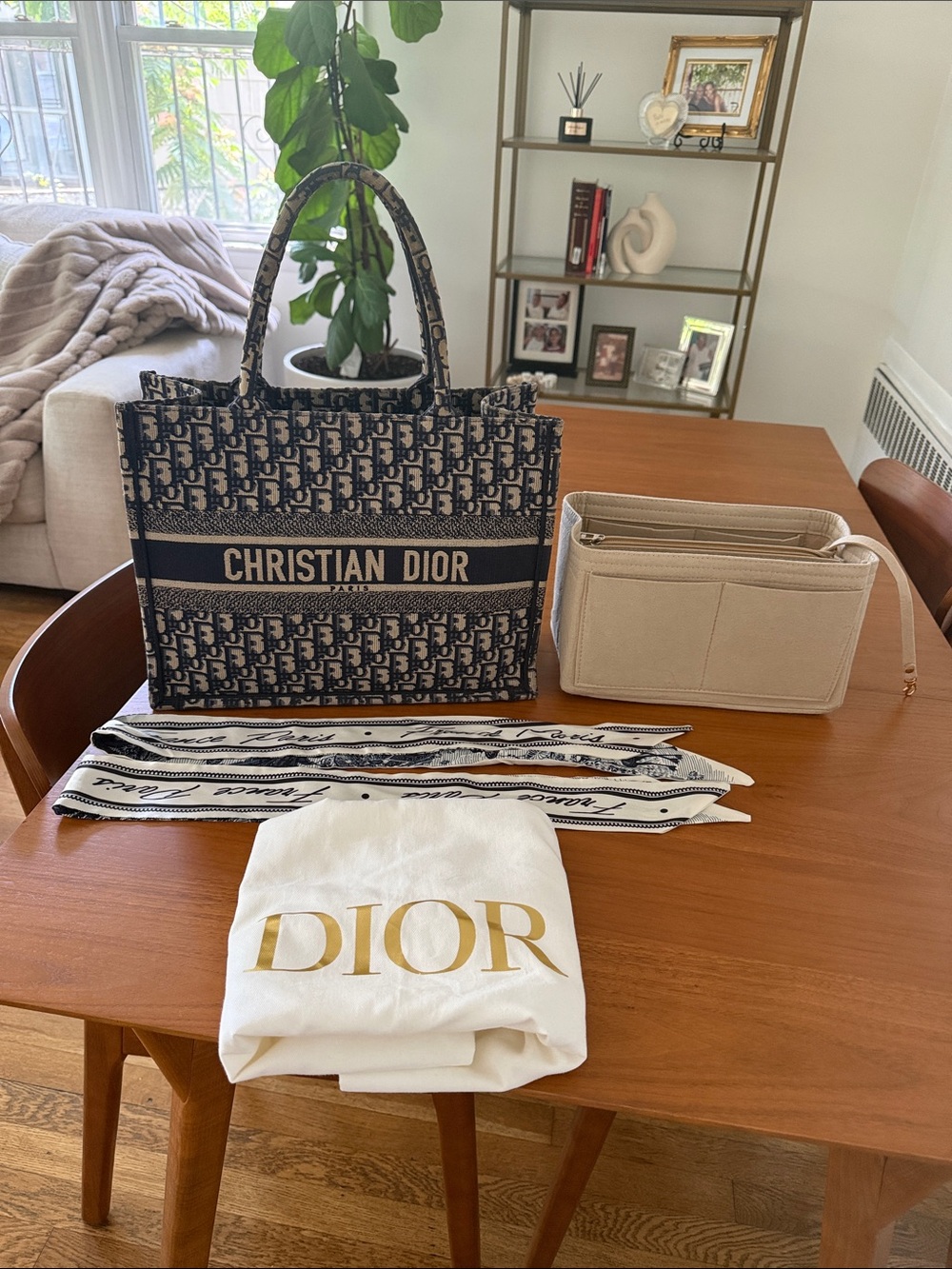 Dior Navy and Beige Oblique Book Tote